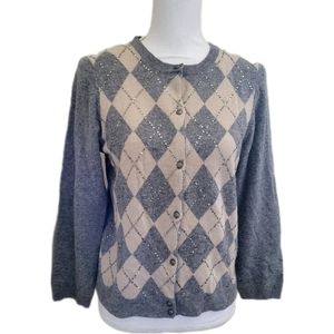 J. Crew Sequined Argyle Cardigan